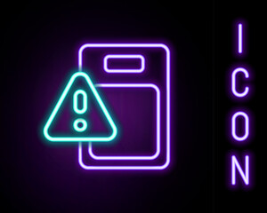 Poster - Glowing neon line Global economic crisis icon isolated on black background. World finance crisis. Colorful outline concept. Vector