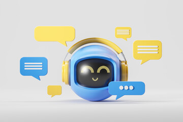 Poster - Blue AI robot with speech bubbles