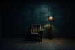 single chair in a dark room