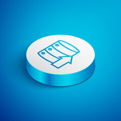 Poster - isometric line server, data, web hosting icon isolated on blue background. white circle button. vect