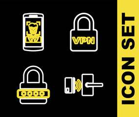 Poster - set line lock vpn, digital door lock with wireless, password protection and mobile and face recognit
