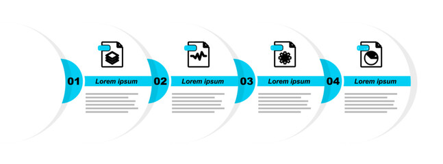 Poster - Set line PPT file document, MAX, MP3 and PSD icon. Vector