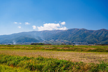 Wall Mural - 秋の信州　爽やかな田園風景　