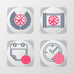 Sticker - Set line Planning strategy, Basketball ball, Sports shop and basketball and game video icon. Vector