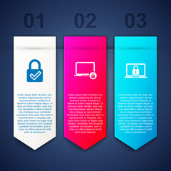 Wall Mural - Set Lock and check mark, Laptop lock and . Business infographic template. Vector