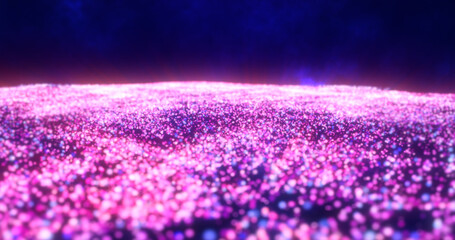 Poster - Purple waves from energy particles magical glowing high tech futuristic light dots abstract background
