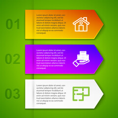 Poster - Set line House, Skyscraper and plan. Business infographic template. Vector