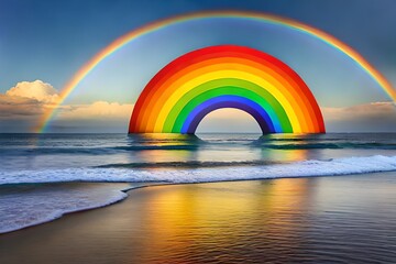 Canvas Print - rainbow over the ocean