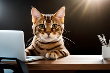 Poster - cat and laptop