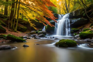 Poster - waterfall in the forest