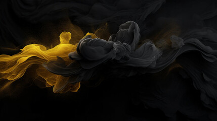 Wall Mural - A Smoky Black and Yellow Horizontal Flowing Background