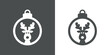 Tiempo de Navidad. Logo con silueta de bola de navidad con cabeza de reno Rudolph asomado para su uso en invitaciones y felicitaciones