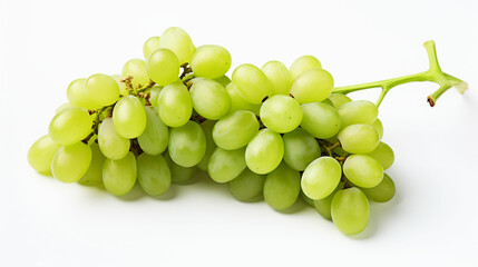 Bunch of natural ripe green sweet grapes on white background. Made with generative ai