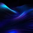 Black dark azure cobalt sapphire blue abstract background. Color gradient. Geometric shape. Wave, wavy curved line. Rough grunge grain noise. Light neon metallic shine shimmer bright. - Generative AI