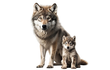  Wolf and cute wolf cub, cut out
