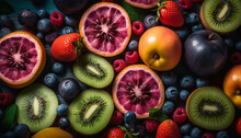 A Bowl Of Juicy, Ripe, Multi Colored Berries For Healthy Snacking Generated By AI