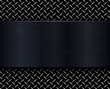 © Cobalt - Black metallic background, brushed metal banner on diamond plate pattern back.