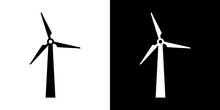 Illustration With Black Wind Mill. Clean Energy. Green Energy.