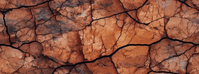 Wall Mural - Seamless red orange brown rock texture with cracks. Close-up. Rough mountain surface. Stone granite background for design. Nature.