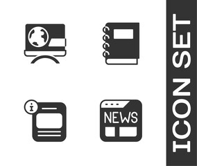 Poster - Set News, Breaking news, Information and Notebook icon. Vector