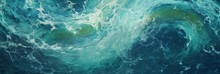 Hypnotic Swirls: Whirlpools And Underwater Currents As Seen From Above, Oil-paint Texture, Using Drone Photography
