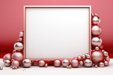 Poster - Christmas 3D photo frame modern design, Minimalist elements geometric shapes and metallic accents, providing a contemporary canvas for social media users to showcase holiday memories