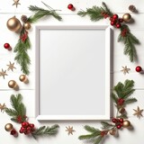Fototapeta Nowy Jork - Christmas photo frame designed as a festive wreath, displaying a collage of candid moments from a holiday party, radiating the spirit of celebration and happiness