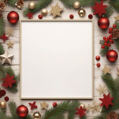 Poster - Christmas photo frame designed as a festive wreath, displaying a collage of candid moments from a holiday party, radiating the spirit of celebration and happiness