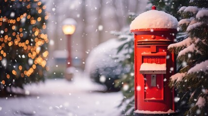 Sticker - santa's mailbox. red post box.