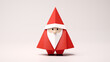 Ilustrowany Święty Mikołaj origami - mikołajki. Jasne tło na baner lub życzenia świąteczne.