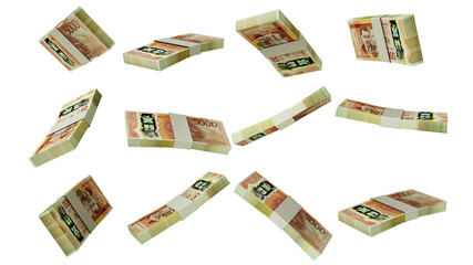 Aufkleber - 3D rendering of  stacks of 5000 Jamaican dollar notes flying in different angles and orientations isolated on transparent background