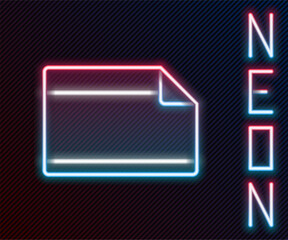 Poster - Glowing neon line Paper adhesive sticker with curved corner icon isolated on black background. Colorful outline concept. Vector