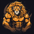 Lion Showing Muscle T-Shirt Design