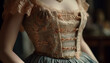 Elegant bride in traditional corset dress, a portrait of femininity generative AI