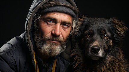 portrait of the owner and his best friend the dog 