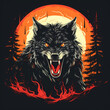 Wolf Design for T-Shirt on Black background 