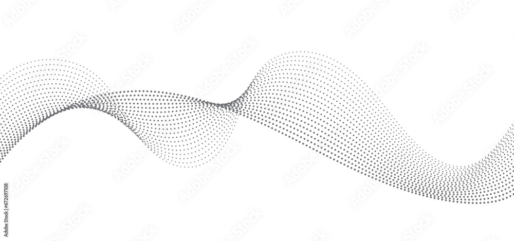 Flowing Dot Wave Pattern Halftone Curve Shape on Transparent Background ...