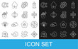 Set line Chinese New Year, Yin Yang symbol, paper lantern, Yuan currency, Asian noodles bowl, and icon. Vector