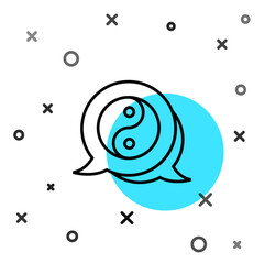  Black line Yin Yang symbol of harmony and balance icon isolated on white background. Random dynamic shapes. Vector