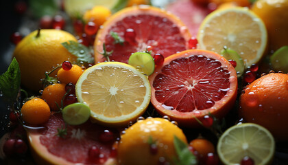 Wall Mural - Freshness and vibrant colors of citrus fruits bring healthy eating generated by AI