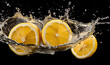 lime fruits isolated on splash water