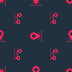Poster - Set Route location and Folded map with marker on seamless pattern. Vector