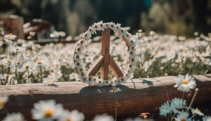 Sticker - Fresh chamomile blossom brings organic beauty to tranquil meadow generated by AI