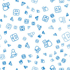 Poster - Set line Life insurance in hand, Protest and Vote box on seamless pattern. Vector