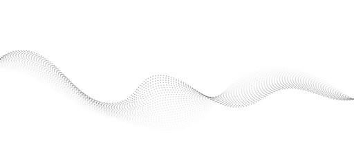 Flowing Dot Wave Pattern Halftone Curve Shape on Transparent Background