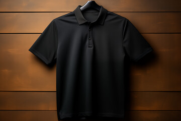 Wall Mural - Mockup of black cotton polo t-shirt 