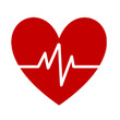 red heartbeat and heart rate pulse icon sign for medical health vector illustration on white and transparent background png