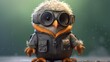 © sudipdesign - a cartoon bird wearing a jacket and goggles facing.Generative AI