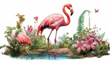 Flamingo Clipart.Generative AI