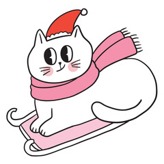 Wall Mural - Cartoon cute funny cat in winter vector.